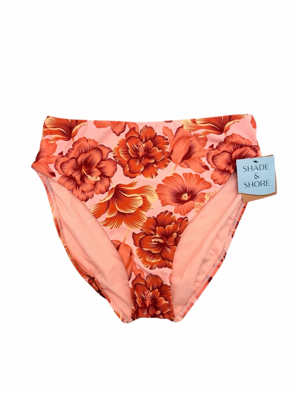 Shade & Shore Floral High Waist Full Coverage Bikini Bottoms Size M NWT